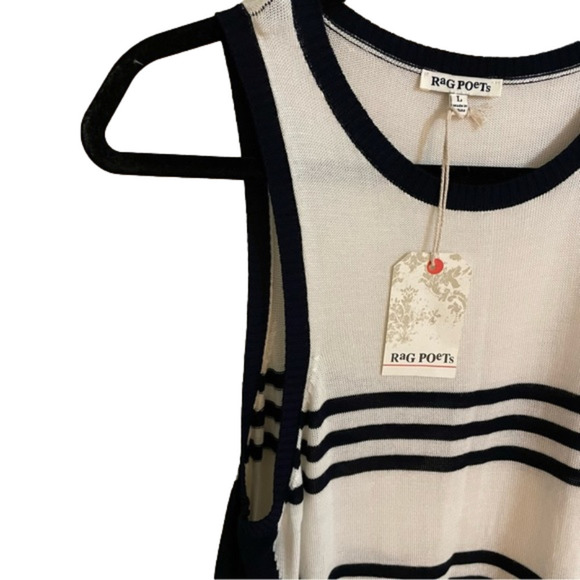 RAG Poet’s Sleeveless Sweater Vest, Navy and Cream Size L - Picture 7 of 7